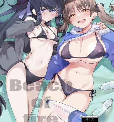 Gay Handjob Beach of fire- Blue archive hentai Student